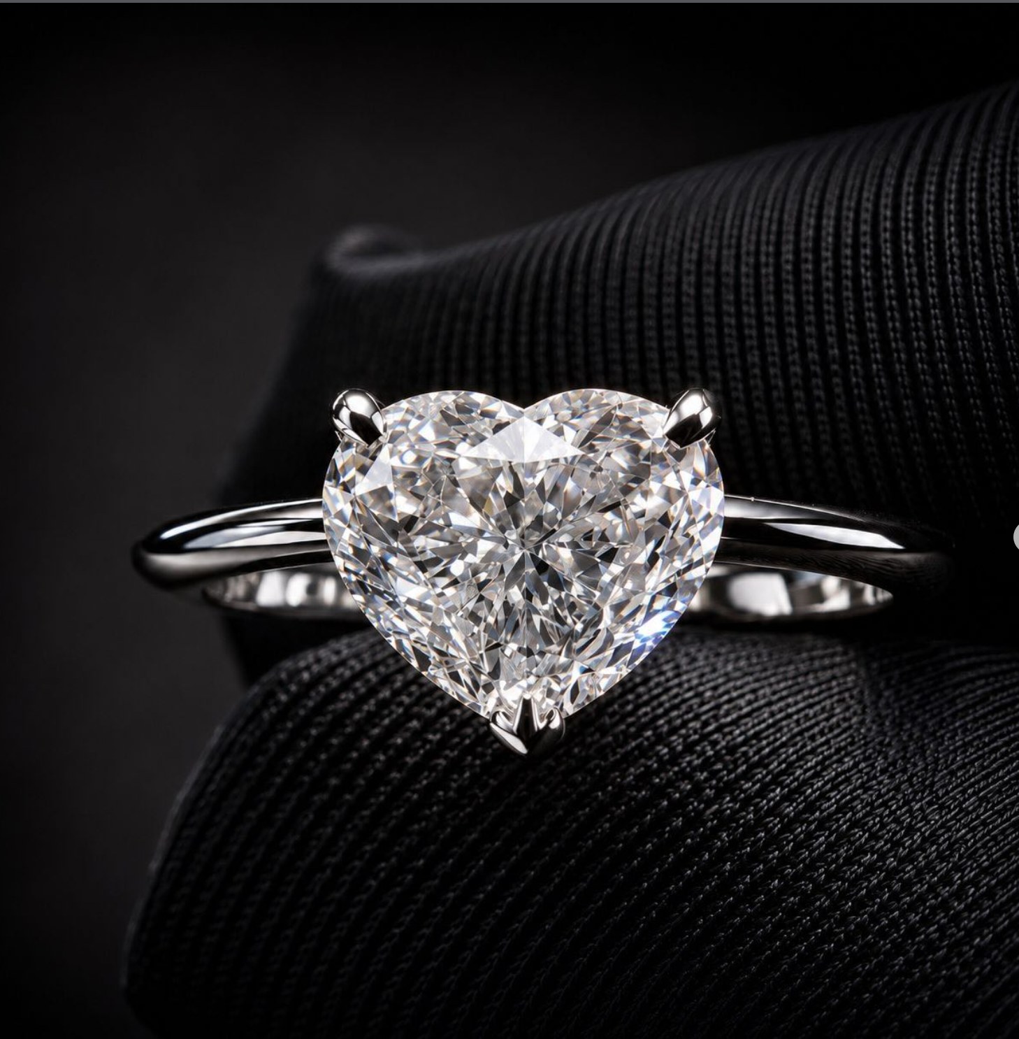 Anel de diamante em formato de coração